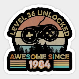 36th Birthday Level 36 Unlocked Born In 1984 Gift Sticker